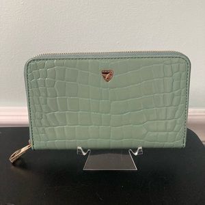 Aspinal of London Midi Continental Purse in Willow Patent Croc